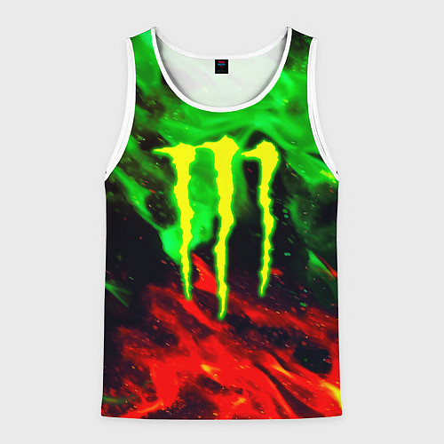 Мужская майка без рукавов Monster energy огонь лого / 3D-Белый – фото 1