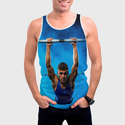 Майка-безрукавка мужская Турникмен синий дым, цвет: 3D-белый — фото 2