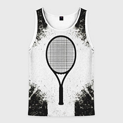 Мужская майка без рукавов Теннисная ракетка в черно-белом
