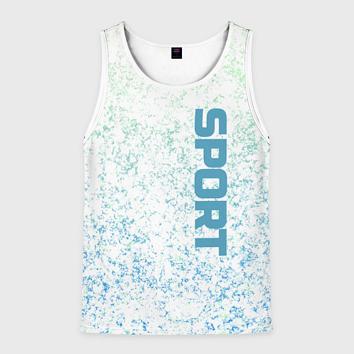 Мужская майка без рукавов Sport бело-голубой / 3D-Белый – фото 1