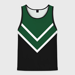 Майка-безрукавка мужская Зелёный с чёрным и белые полосы, цвет: 3D-черный