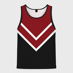 Мужская майка без рукавов Красный с чёрным и белые полосы