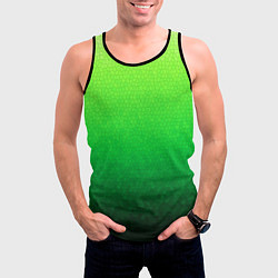 Майка-безрукавка мужская Градиент мозаика зелёный в тёмный, цвет: 3D-черный — фото 2