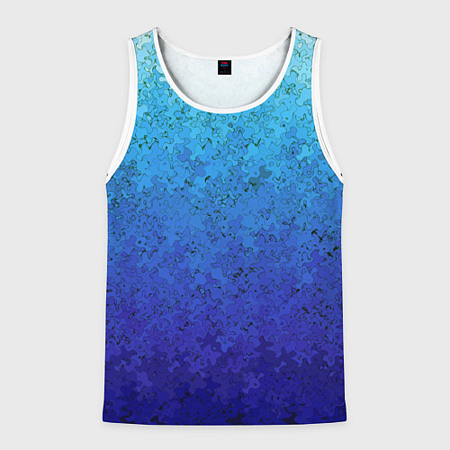 Мужская майка без рукавов Сине-голубой градиент текстура / 3D-Белый – фото 1