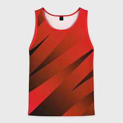 Майка-безрукавка мужская Красно-коричневый абстрактные полосы, цвет: 3D-красный