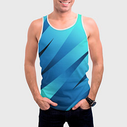 Майка-безрукавка мужская Сине-голубой абстрактные полосы, цвет: 3D-белый — фото 2