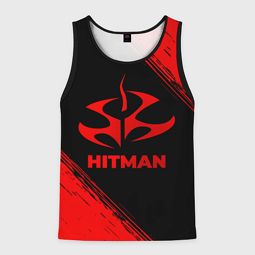 Мужская майка без рукавов Hitman - red gradient / 3D-Черный – фото 1