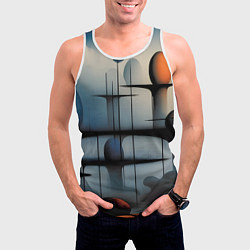 Майка-безрукавка мужская Архитектурная абстракция в тумане, цвет: 3D-белый — фото 2