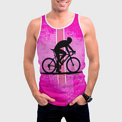Майка-безрукавка мужская Триатлонист на розовом, цвет: 3D-белый — фото 2