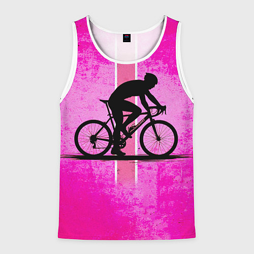 Мужская майка без рукавов Триатлонист на розовом / 3D-Белый – фото 1