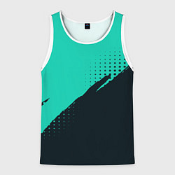 Майка-безрукавка мужская Color black light blue, цвет: 3D-белый