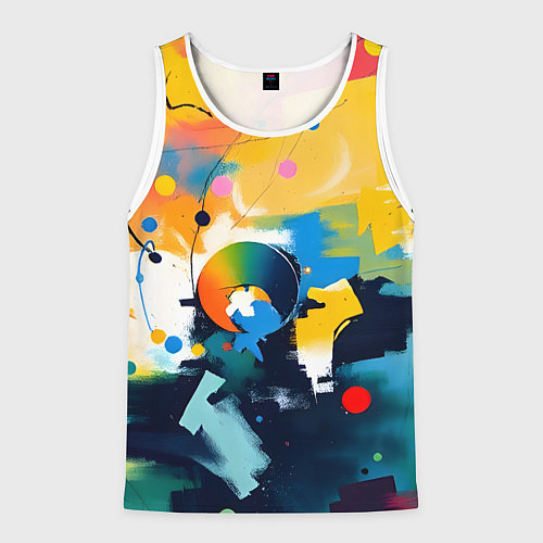 Мужская майка без рукавов Абстракция в деталях / 3D-Белый – фото 1