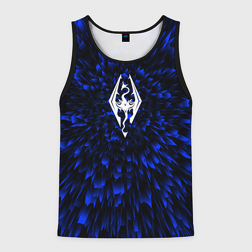 Мужская майка без рукавов Skyrim blue energy / 3D-Черный – фото 1