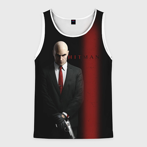 Мужская майка без рукавов Агент Hitman / 3D-Белый – фото 1