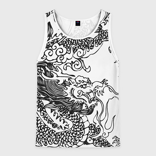 Мужская майка без рукавов Татуировка дракона на белом / 3D-Белый – фото 1