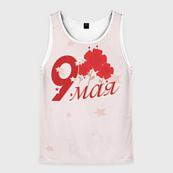 Майка-безрукавка мужская 9 мая со звездами, цвет: 3D-белый