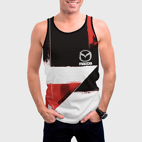 Мужская майка без рукавов Mazda логотип / 3D-Черный – фото 3