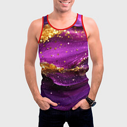 Майка-безрукавка мужская Золотистая фиолетовая текстура, цвет: 3D-красный — фото 2