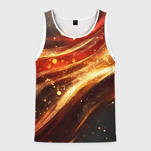 Мужская майка без рукавов Красно-золотая текстура на черном / 3D-Белый – фото 1
