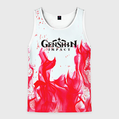 Мужская майка без рукавов Genshin Impact pink flame / 3D-Белый – фото 1