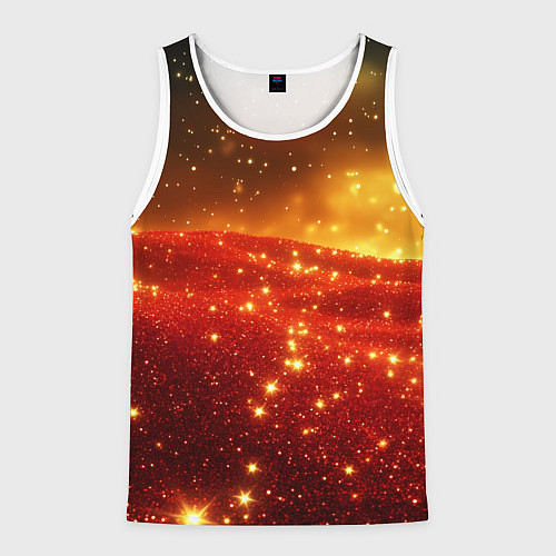 Мужская майка без рукавов Красно-желтая блестящая текстура / 3D-Белый – фото 1