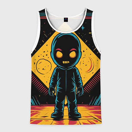 Мужская майка без рукавов Недовольный инопланетянин / 3D-Белый – фото 1