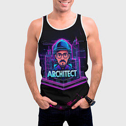Майка-безрукавка мужская Архитектор в неоне, цвет: 3D-белый — фото 2