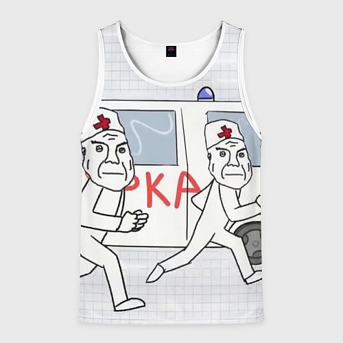 Мужская майка без рукавов Дурка мем скорая / 3D-Белый – фото 1
