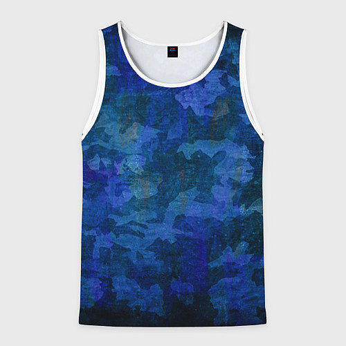 Мужская майка без рукавов Абстракция - blue uniform camouflage / 3D-Белый – фото 1