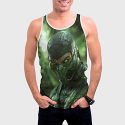 Майка-безрукавка мужская Рептилия в зеленой маске, цвет: 3D-белый — фото 2