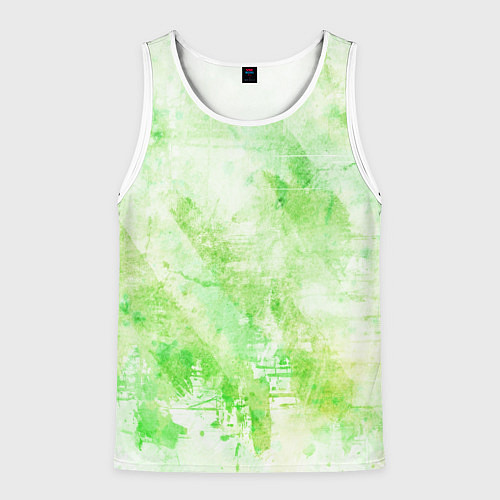 Мужская майка без рукавов Абстракция - light green atom / 3D-Белый – фото 1