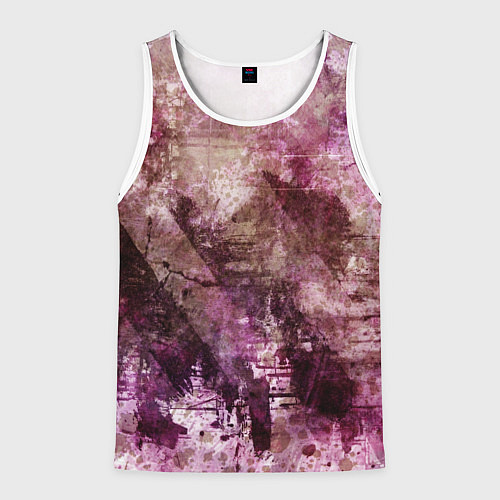 Мужская майка без рукавов Абстракция - dark trash atom with violet / 3D-Белый – фото 1