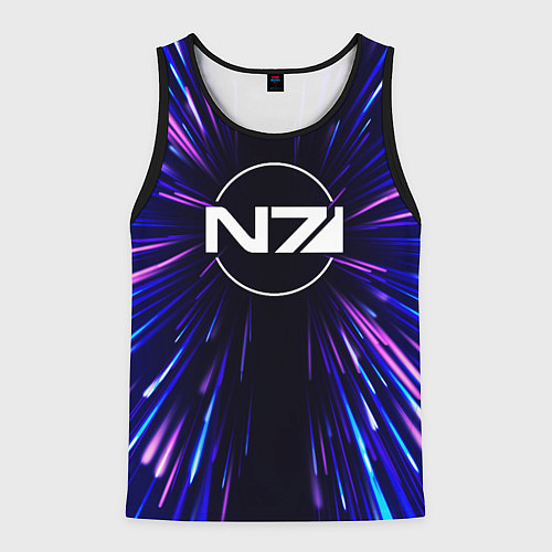 Мужская майка без рукавов Mass Effect neon energy / 3D-Черный – фото 1