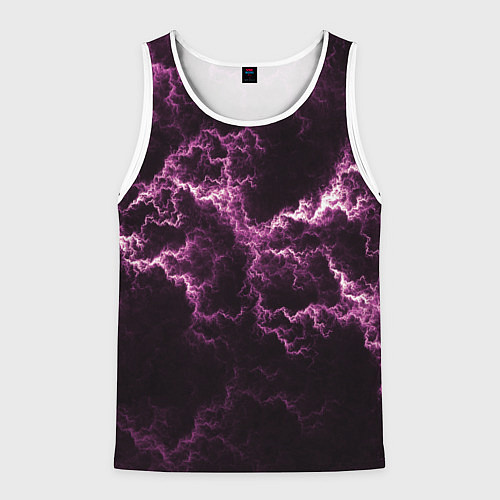 Мужская майка без рукавов Lightning pink glow / 3D-Белый – фото 1