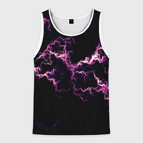 Мужская майка без рукавов Lightning pink glow / 3D-Белый – фото 1