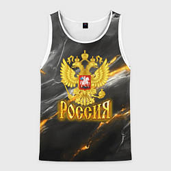 Мужская майка без рукавов Россия черно-желтый фон