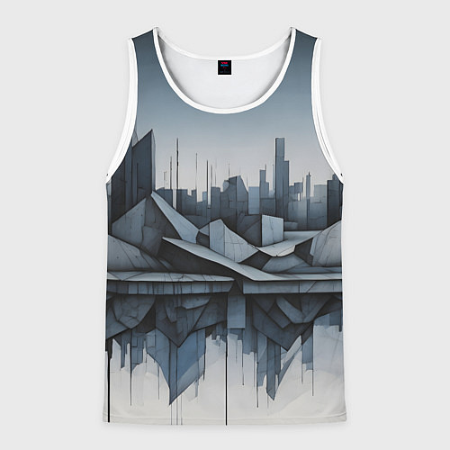Мужская майка без рукавов Небоскребы и скалы / 3D-Белый – фото 1