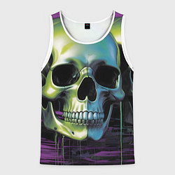 Мужская майка без рукавов Черепа отливающие неоном