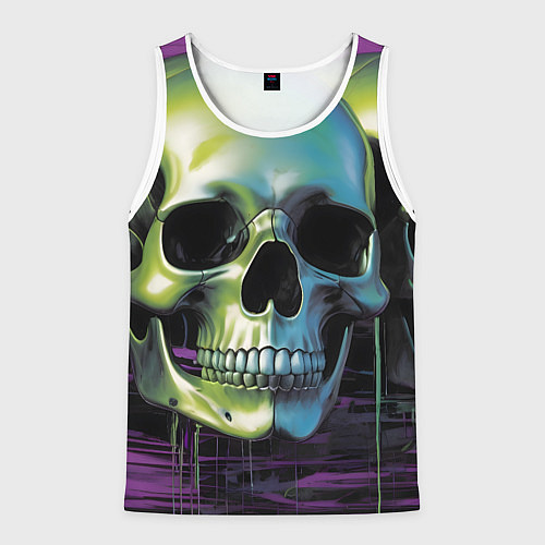 Мужская майка без рукавов Черепа отливающие неоном / 3D-Белый – фото 1