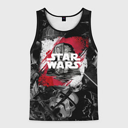 Майка-безрукавка мужская Звездные войны патерн с героями, цвет: 3D-черный