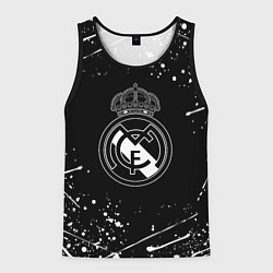 Майка-безрукавка мужская Real Madrid белые краски, цвет: 3D-черный