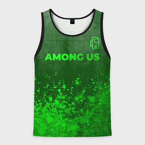 Мужская майка без рукавов Among Us - green gradient посередине / 3D-Черный – фото 1