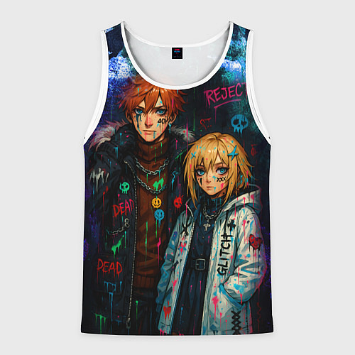 Мужская майка без рукавов Люмин и Тарталья потеки краски / 3D-Белый – фото 1