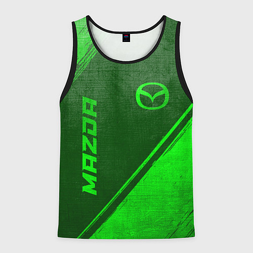 Мужская майка без рукавов Mazda - green gradient вертикально / 3D-Черный – фото 1