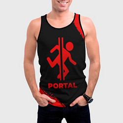 Майка-безрукавка мужская Portal - red gradient, цвет: 3D-черный — фото 2