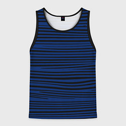Майка-безрукавка мужская Чёрно-синий в тонкую волнистую полоску, цвет: 3D-черный