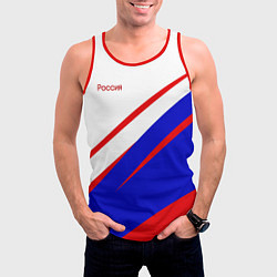 Майка-безрукавка мужская Россия бело-сине-красный, цвет: 3D-красный — фото 2