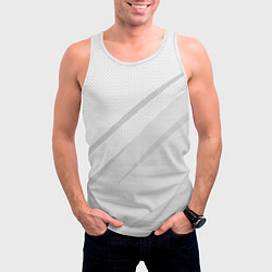 Майка-безрукавка мужская Светлый серый текстура с полосой, цвет: 3D-белый — фото 2