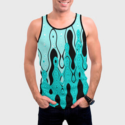 Майка-безрукавка мужская Чёрно-голубой абстракция, цвет: 3D-черный — фото 2