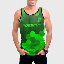 Майка-безрукавка мужская Porsche - green gradient посередине, цвет: 3D-черный — фото 2